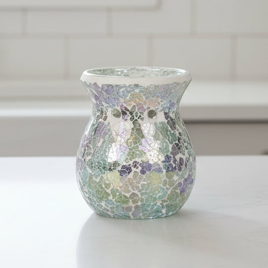 Blue Flared Crackle Glass Wax Melt Burner (Small)