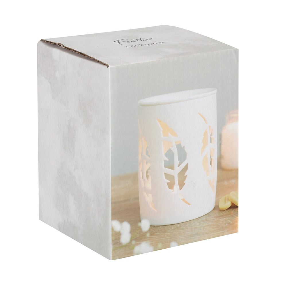 White Feather Pattern Wax Melt Burner