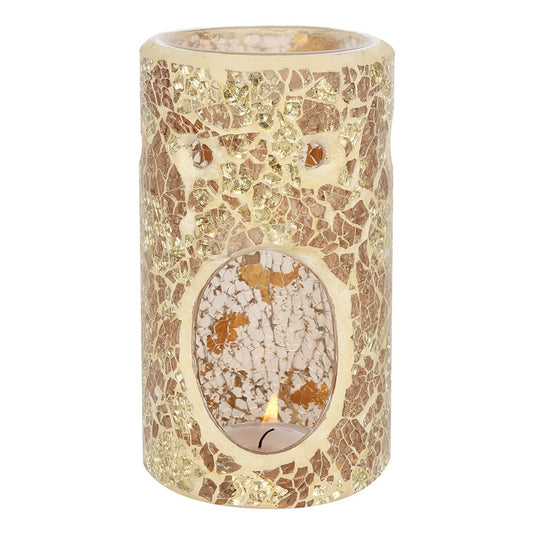 Gold Pillar Crackle Glass Wax Melt Burner