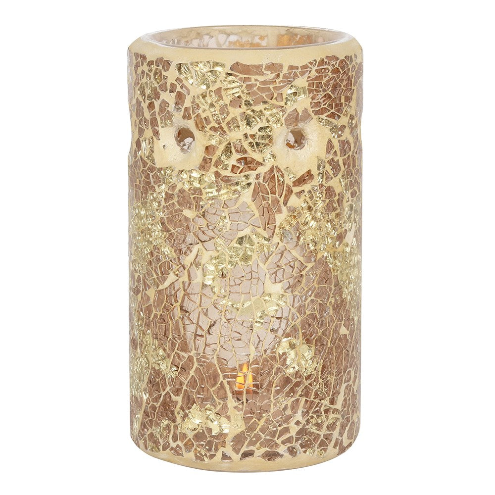 Gold Pillar Crackle Glass Wax Melt Burner