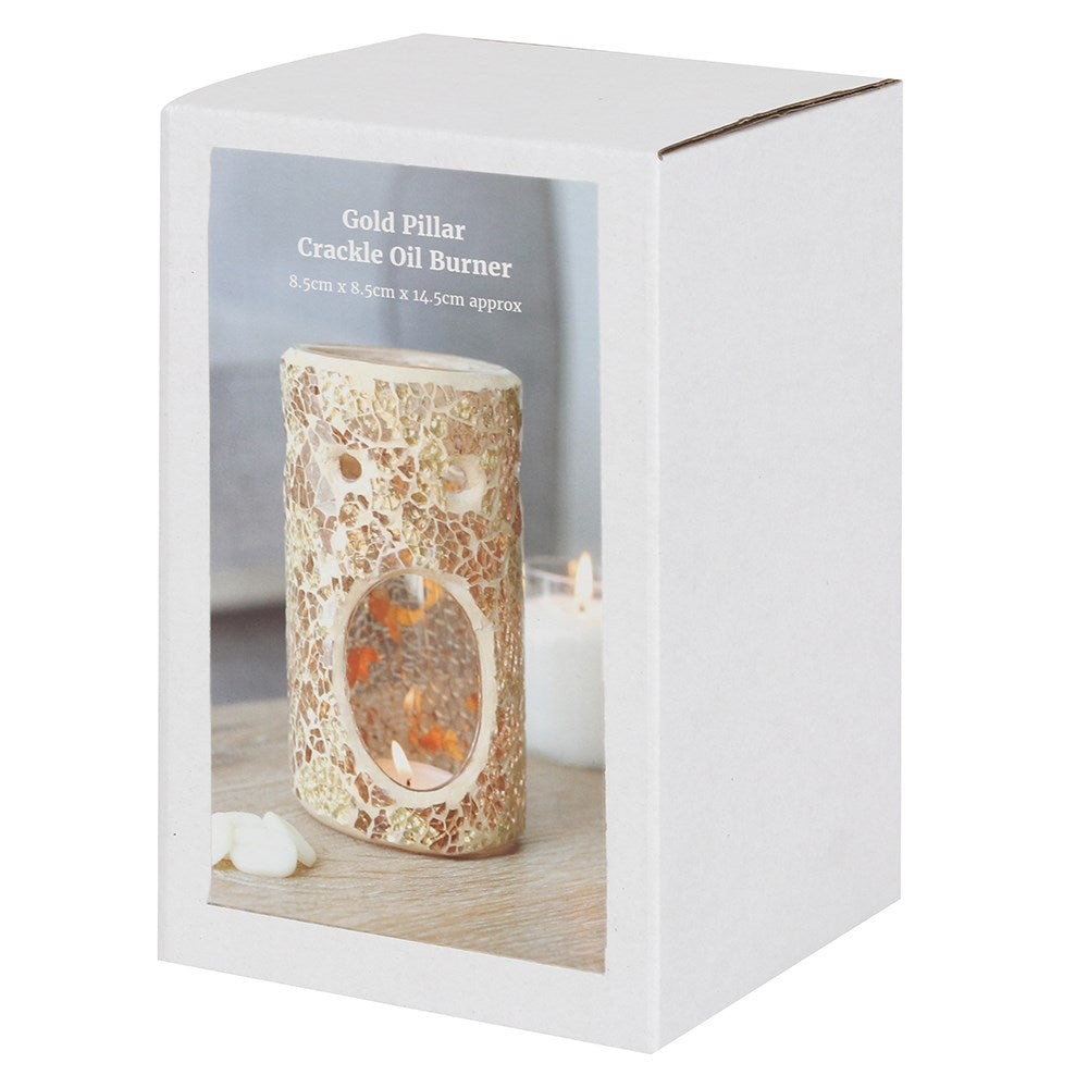 Gold Pillar Crackle Glass Wax Melt Burner