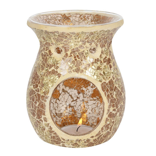 Gold Flared Glass Crackle Wax Melt Burner