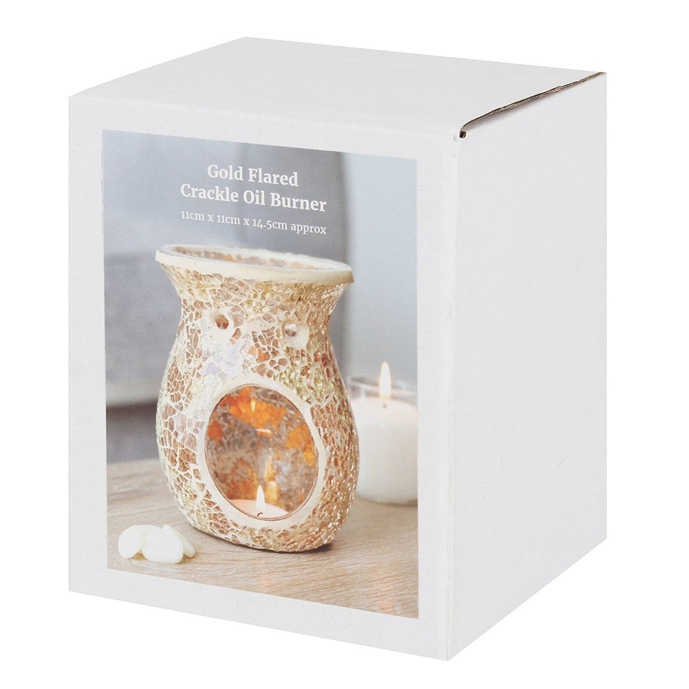 Gold Flared Glass Crackle Wax Melt Burner