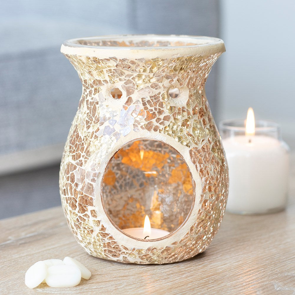 Gold Flared Glass Crackle Wax Melt Burner