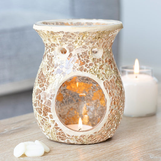 Gold Flared Glass Crackle Wax Melt Burner