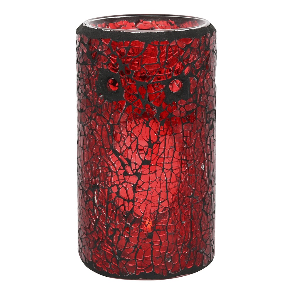 Red Pillar Crackle Glass Wax Melt Burner
