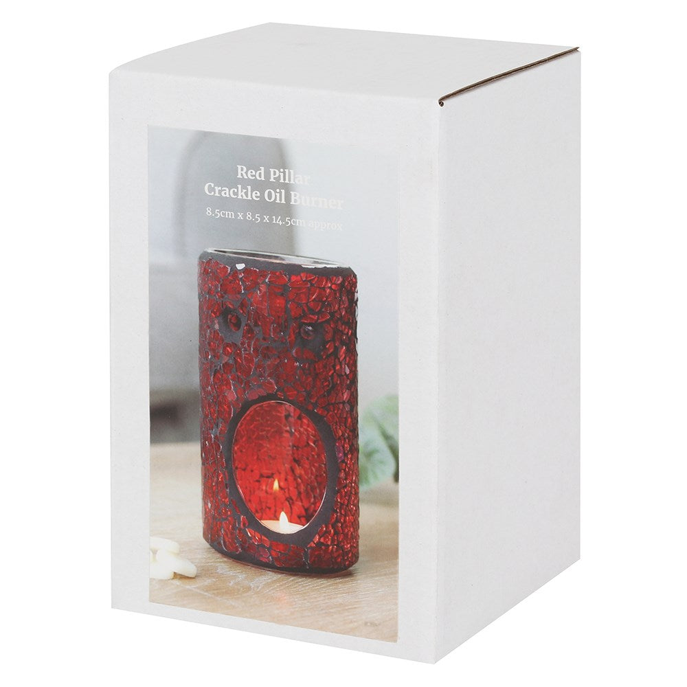 Red Pillar Crackle Glass Wax Melt Burner