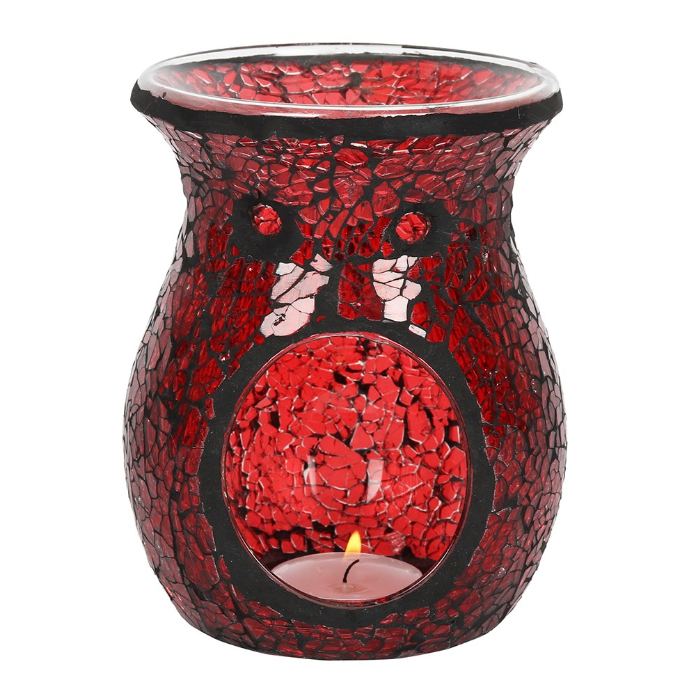 Red Flared Crackle Glass Wax Melt Burner