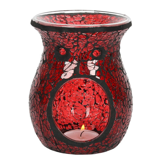 Red Flared Crackle Glass Wax Melt Burner