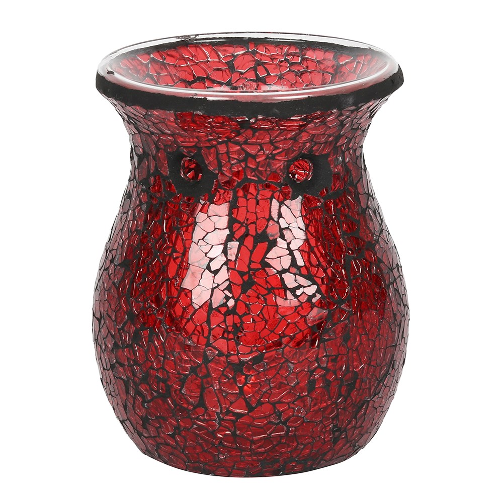 Red Flared Crackle Glass Wax Melt Burner