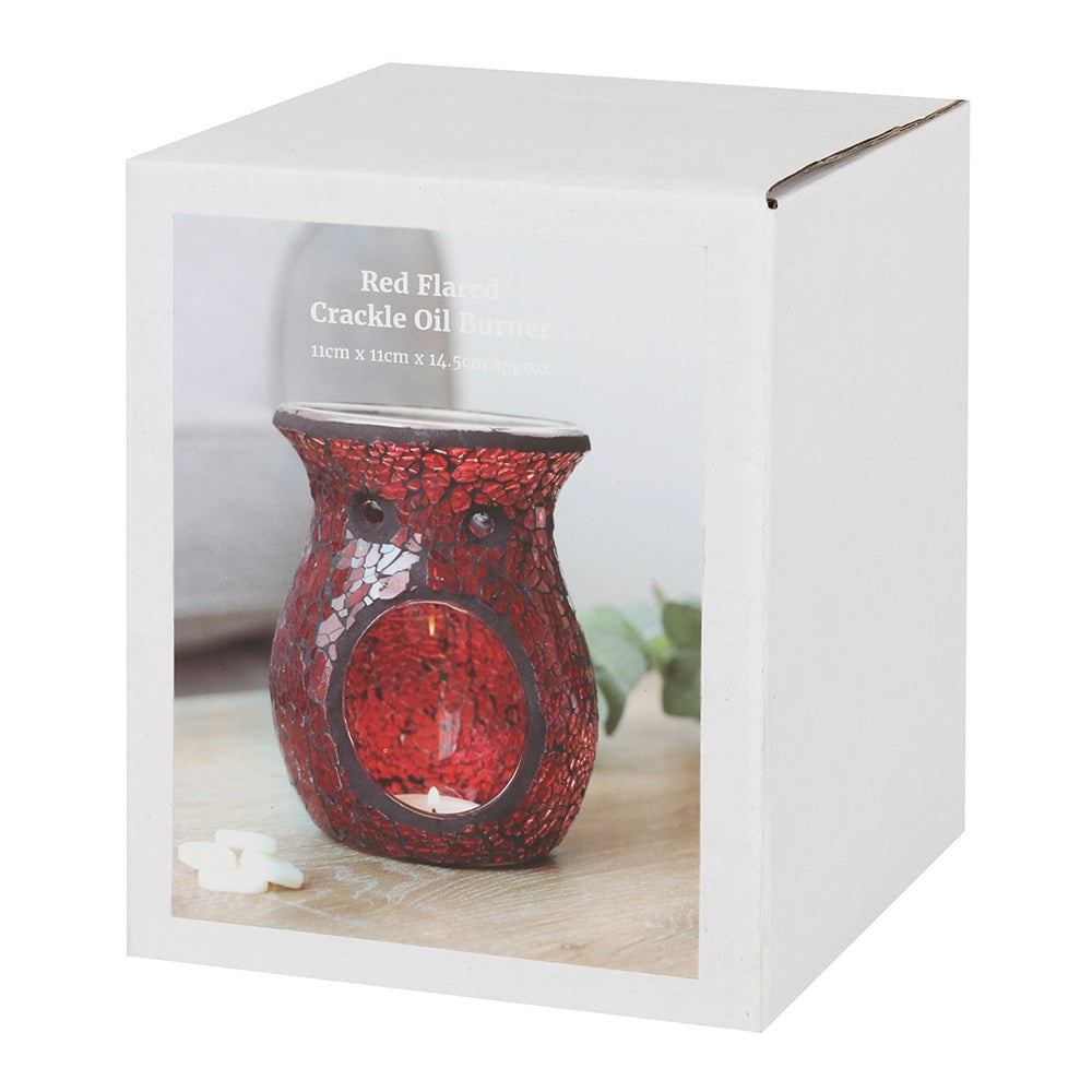 Red Flared Crackle Glass Wax Melt Burner
