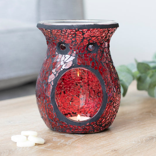 Red Flared Crackle Glass Wax Melt Burner