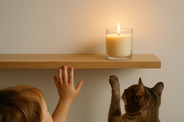 Keep burning candles out of reach of children and pets