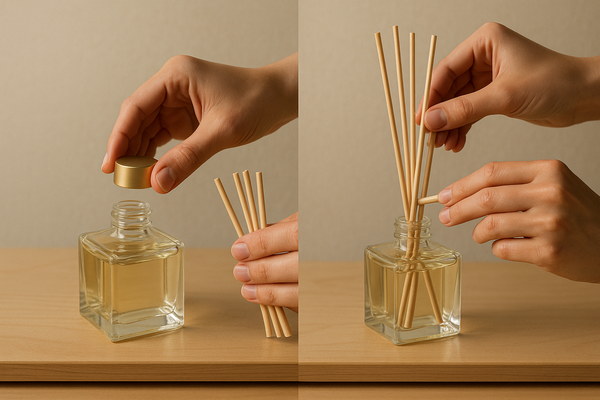 Square glass jar reed diffuser setup and maintenance