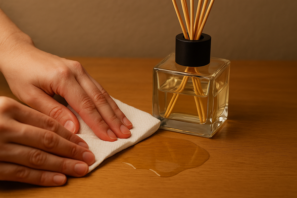Square glass jar reed diffuser spill cleanup