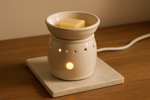 Wax burner on heat-resistant and level surface