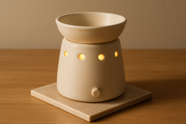 Wax burner on heat-resistant and level surface