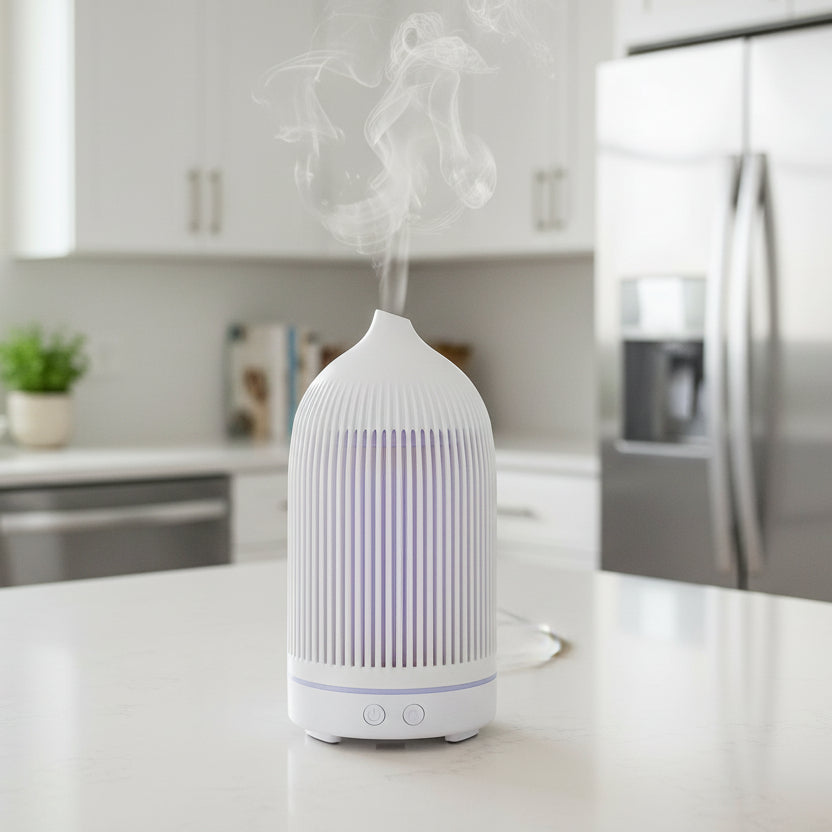 Electric Plastic White Ribbed Aroma Diffuser