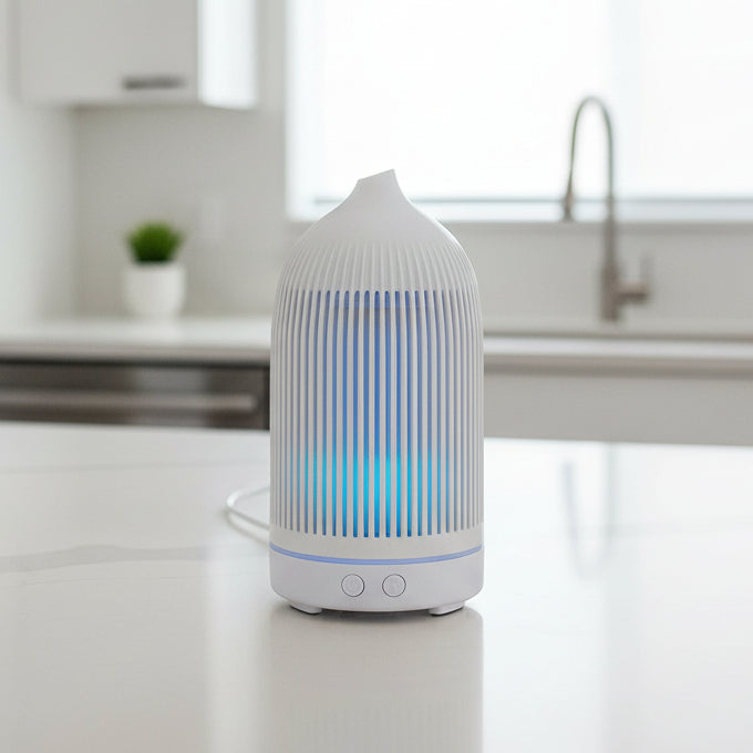 Electric Plastic White Ribbed Aroma Diffuser