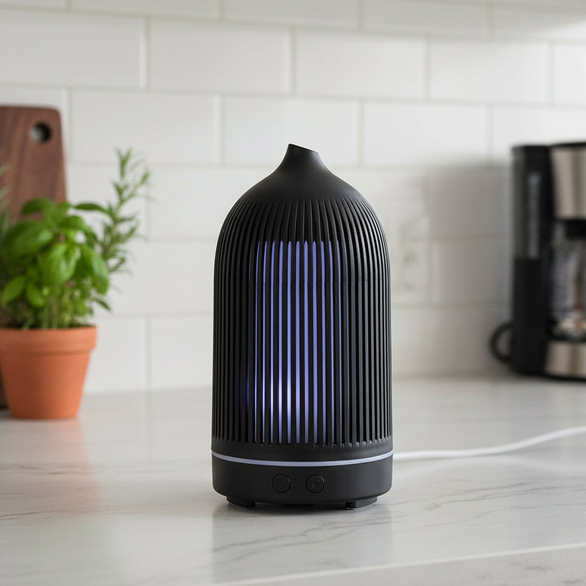 Electric Plastic Black Ribbed Aroma Diffuser