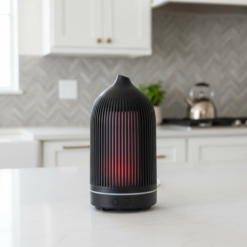 Electric Plastic Black Ribbed Aroma Diffuser