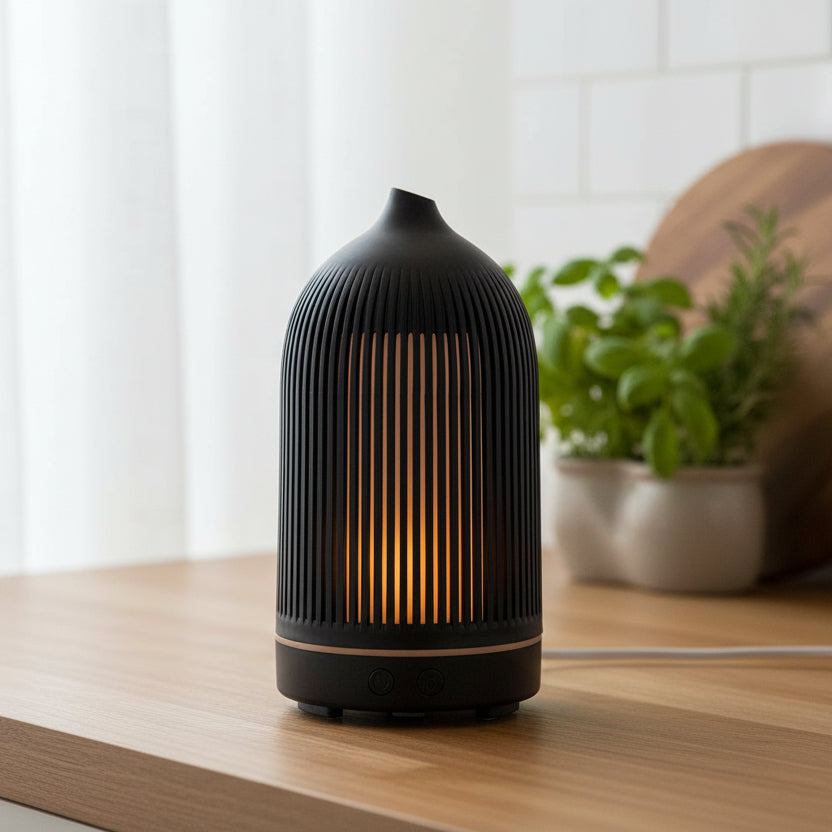 Electric Plastic Black Ribbed Aroma Diffuser