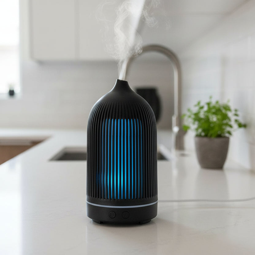 Electric Plastic Black Ribbed Aroma Diffuser