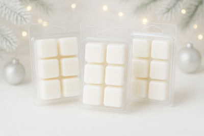 3 x 6 way clam shells with single white colour on a light christmas background