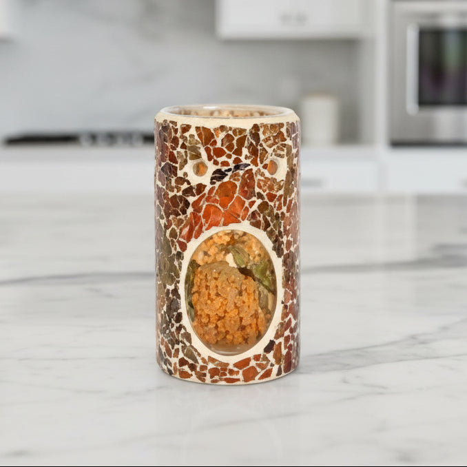 Brown / Bronze Pillar Crackle Glass Wax Melt Burner