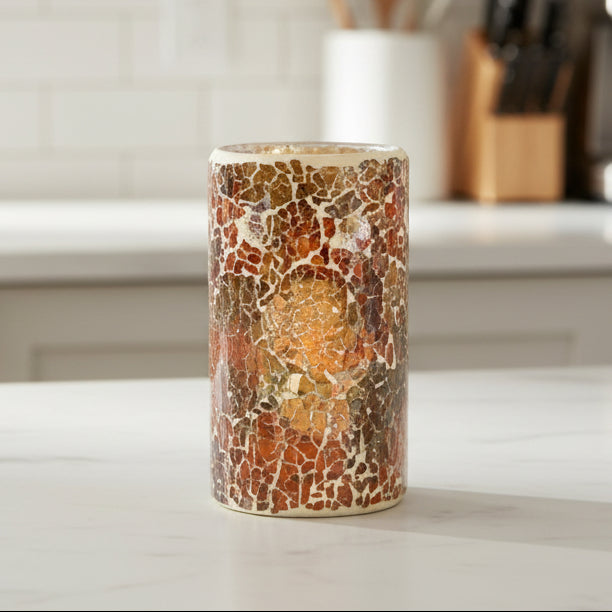 Brown / Bronze Pillar Crackle Glass Wax Melt Burner