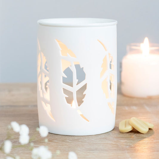 White Feather Pattern Wax Melt Burner