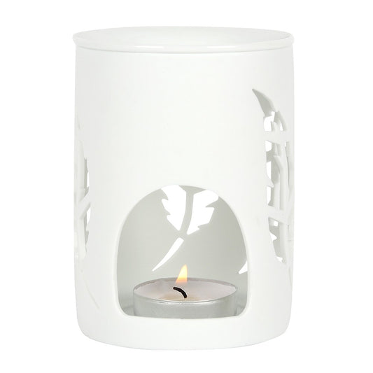 White Feather Pattern Wax Melt Burner