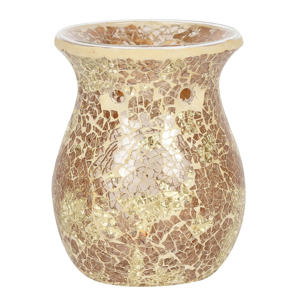 Gold Flared Glass Crackle Wax Melt Burner