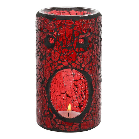 Red Pillar Crackle Glass Wax Melt Burner