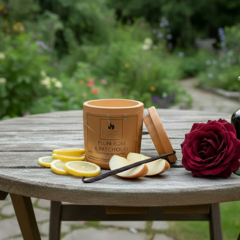 Plum Rose & Patchouli Scented Concrete Candle 8oz