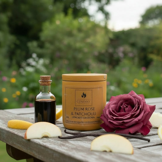 Plum Rose & Patchouli Scented Concrete Candle