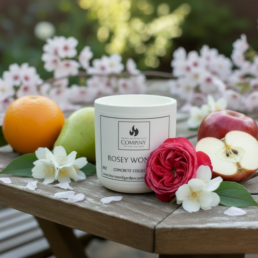 Rosy Wonder Scented Concrete Candle 8oz