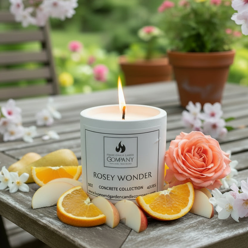 Rosy Wonder Scented Concrete Candle 8oz