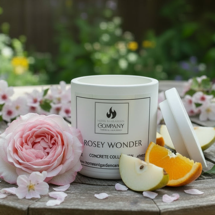 Rosy Wonder Scented Concrete Candle 8oz