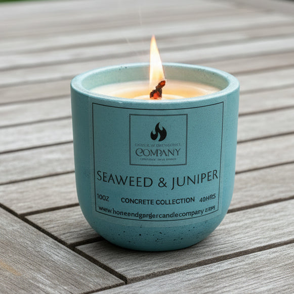 Seaweed & Juniper Scented Concrete Candle 10oz