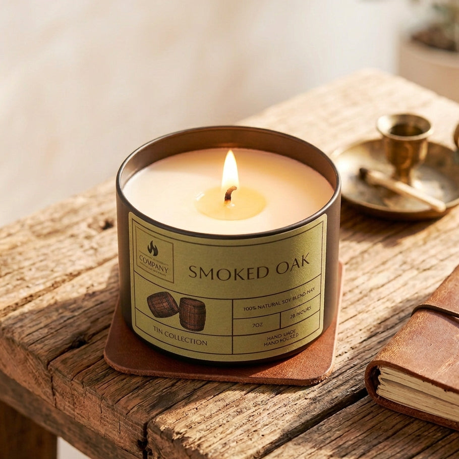 Smoked Oak Scented Tin Candle