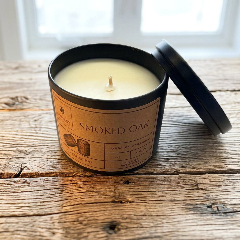 Smoked Oak Scented Tin Candle