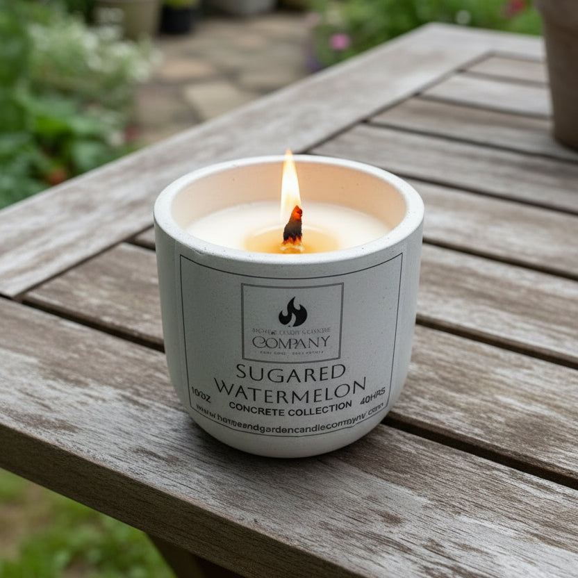 Sugared Watermelon Scented Concrete Candle 10oz
