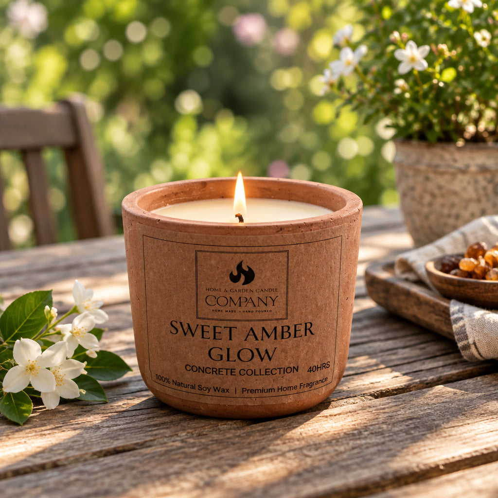 Sweet Amber Glow Scented Concrete Candle
